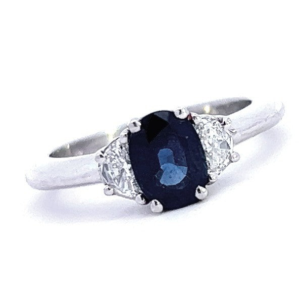 Sapphire and Diamond 3- Stone Ring