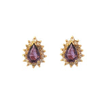 Load image into Gallery viewer, 14K Yellow Gold Pear Halo Ruby and Diamond Earrings - FINAL SALE
