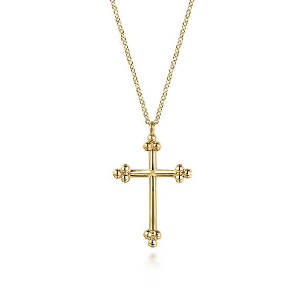 14K Yellow Gold Cross Pendant Necklace