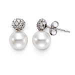 Load image into Gallery viewer, MASTOLONI 18K White Gold Ballerina Pearl and Diamond Earrings