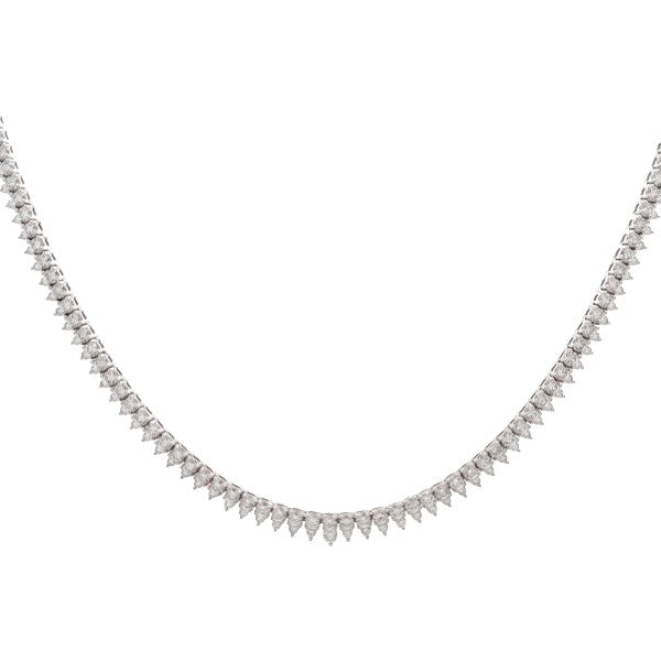 18K White Gold Diamond Collar Tennis Necklace
