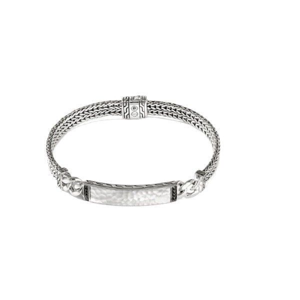 JOHN HARDY Classic Chain Hammered Silver Flat ID Bracelet - SALE