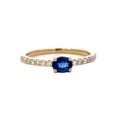 14K Yellow Gold Oval Sapphire and Diamond Stackable Ring