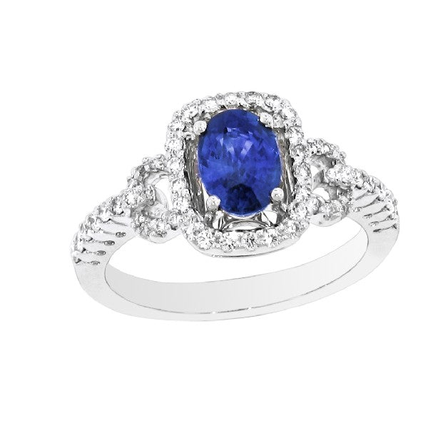 SPARK CREATIONS 18K White Gold Diamond and Sapphire Ring