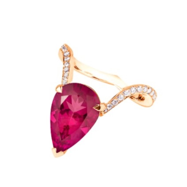STEPHEN WEBSTER 18K Rose Gold Magnipheasant Rubelite Toumaline Cocktail Ring