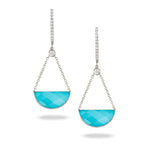 Load image into Gallery viewer, 18K White Gold Diamond and Clear Quartz Over Turquoise Earrings
