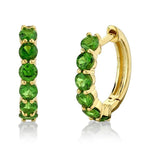 Load image into Gallery viewer, SLOANE STREET 18K Yellow Gold Tsavorite Huggies 12mm

