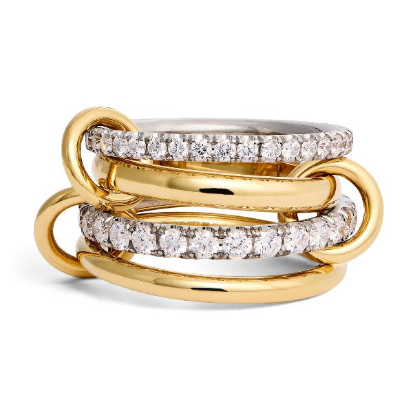SPINELLI KILCOLLIN 18K White and Yellow Gold Halley 4-Link Diamond Stackable Ring