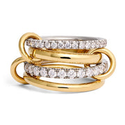 SPINELLI KILCOLLIN 18K White and Yellow Gold Halley 4-Link Diamond Stackable Ring