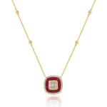 Load image into Gallery viewer, 14K Yellow Gold Ruby and Diamond Necklace
