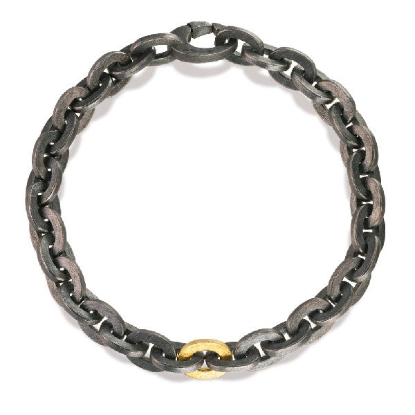 TODD REED Men's Oxidized Silver and Gold Link Bracelet