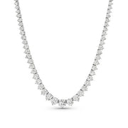 14K White Gold Graduated Round Diamond Riviera Necklace 12.00cttw