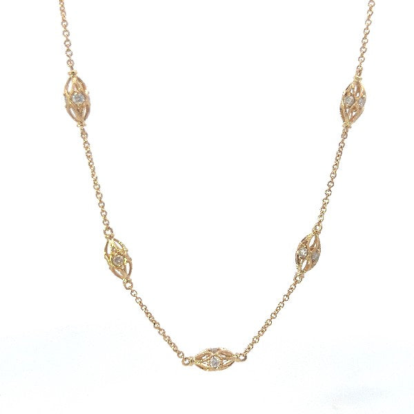 14K Yellow Gold Diamond Station Necklace