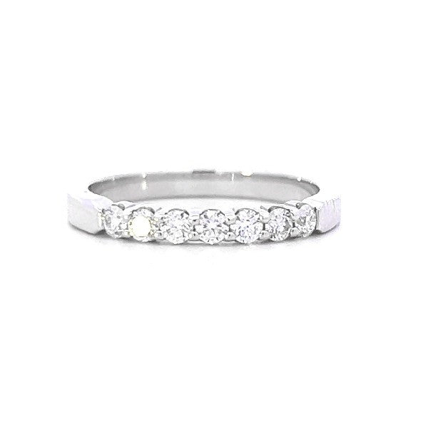 18K White Gold 7-Stone Diamond Wedding or Anniversary Band