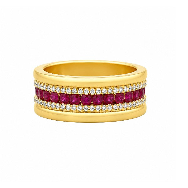 14K Yellow Gold Ruby and Diamond Ring