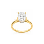 Load image into Gallery viewer, 14K Yellow Gold Solitaire Hidden Halo Engagement Ring