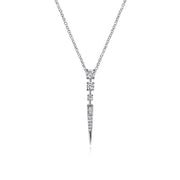 14K White Gold Diamond Spike Pendant Drop Necklace