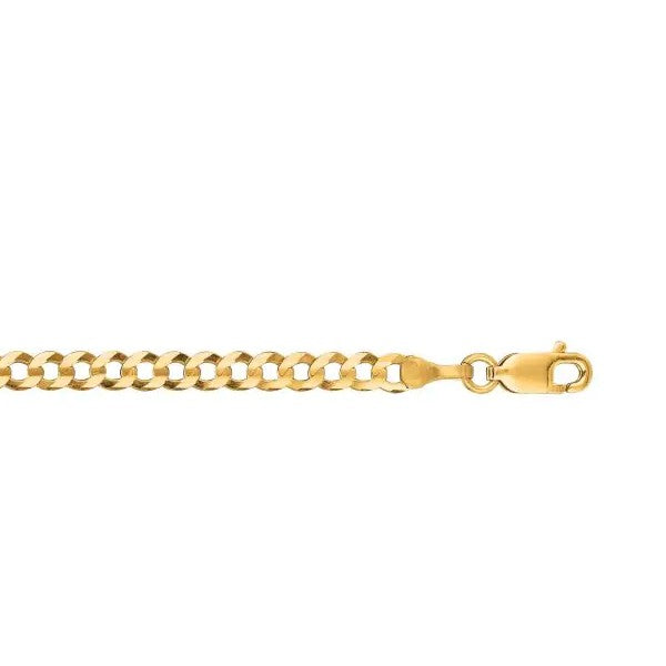 14K Yellow Gold 3.2mm Comfort Curb Chain 18"