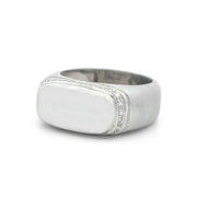 18K White Gold Diamond Signet Ring