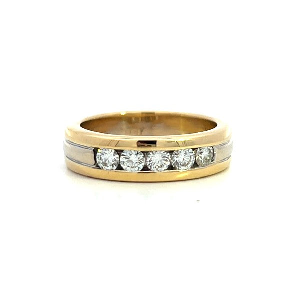 ESTATE 18K Two-Tone Gold 5-Stone Diamond Wedding/Anniversary Band