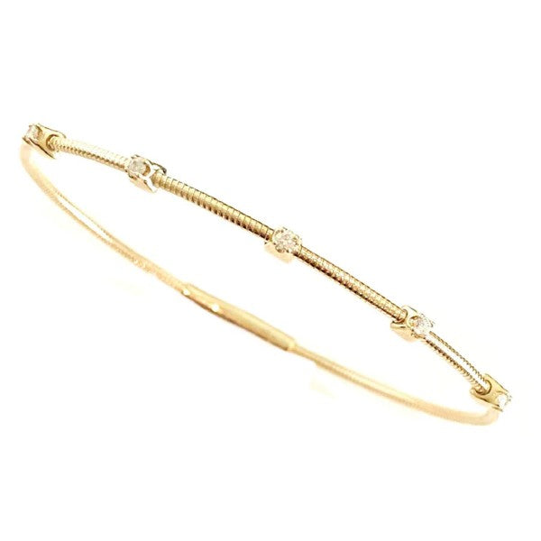 14K Yellow Gold Flexible Diamond Bangle Bracelet
