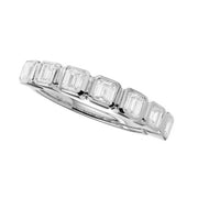 18K White Gold Bezel Set &-Stone Emerand Diamond Band