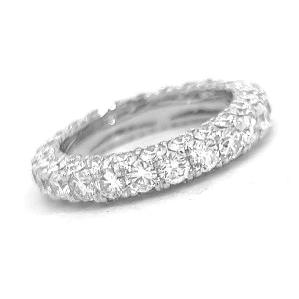 18K White Gold 3-Side Diamond Eternity Wedding or Anniversary Band
