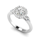 Load image into Gallery viewer, 3-Stone Halo Diamond Engagement Ring

