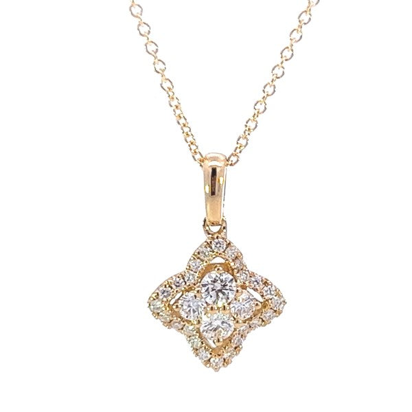 Yellow Gold Diamond Cluster Necklace