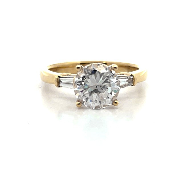 18K Yellow Gold Three-Stone Baguette Engagement Ring