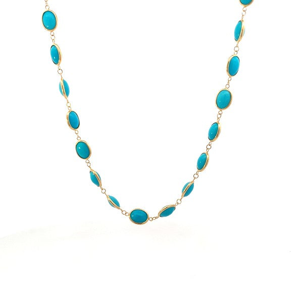 18K Yellow Gold Turquoise Necklace