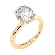 MICHAEL M 18K Yellow Gold Oval Solitaire and Hidden Halo Engagement Ring