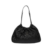 Pre-Owned CHANEL Black Satin Melrose CC Cabas Tote Bag -RARE