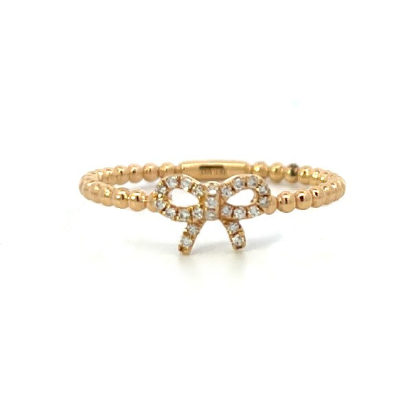 14K Yellow Gold Diamond Bow Ring