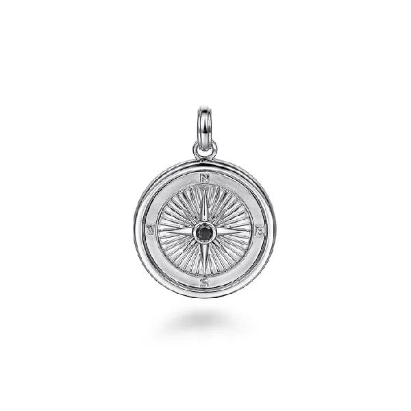 Men's Sterling Silver Compass Pendant