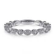 14K White Gold Marquise and Round Station Diamond Ring