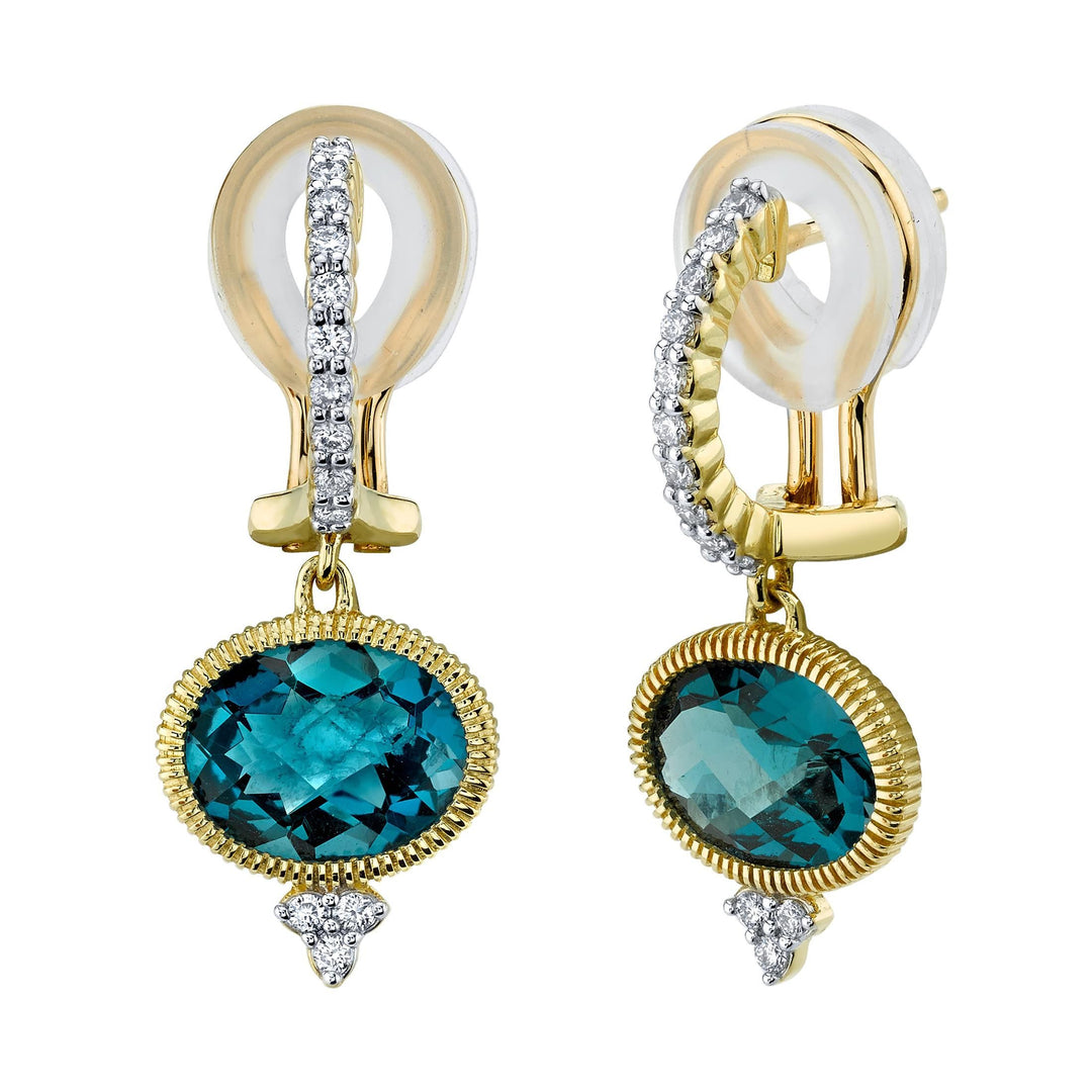 Blue Topaz & White Diamond Earrings