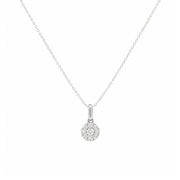 14K White Gold Small Pave Diamond Cluster Pendant