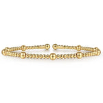 Load image into Gallery viewer, 14K Yellow Gold Beaded Split Cuff Bangle