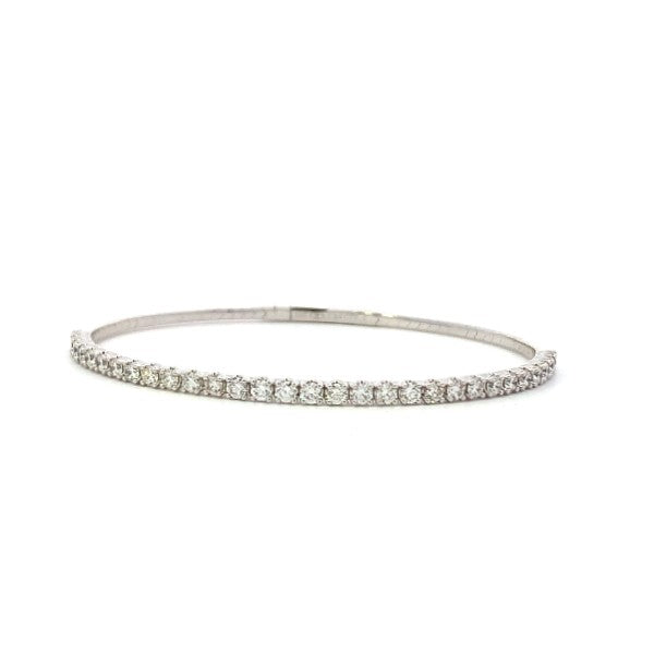 14K White Gold Flexible Diamond Bangle Bracelet