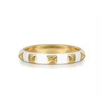 Load image into Gallery viewer, 14K Yellow Gold Pyramid Stackable Ring with White Enamel