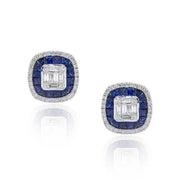 14K White Gold Sapphire and Diamond Earrings