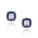 Load image into Gallery viewer, 14K White Gold Sapphire and Diamond Earrings