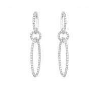 18K White Gold Double Hoop Diamond Earrings