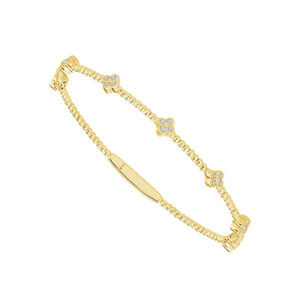 14K Yellow Gold Diamond Clover Flexible Bracelet