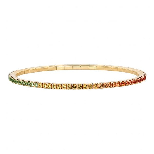 DEMEGLIO 18K Yellow Gold Multicolored Rainbow Sapphire Stretch Tennis Bracelet