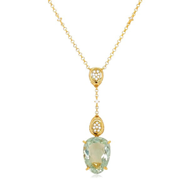 Prasiolite And Diamond Necklace