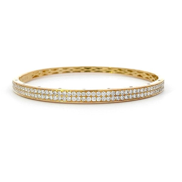 14K Yellow Gold Diamond Row Bangle Bracelet