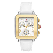 MICHELE Deco Sport Chronograph Gold-Plated White Silicone Watch
