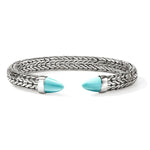 Load image into Gallery viewer, JOHN HARDY Sterling Silver Spear 50 Turquoise 8.9mm Flex Cuff
